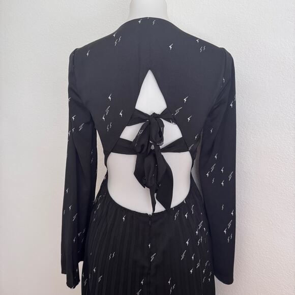 Avec Le Filled Black Lighting bolt print open back midi Dress size 0 - Picture 7 of 13